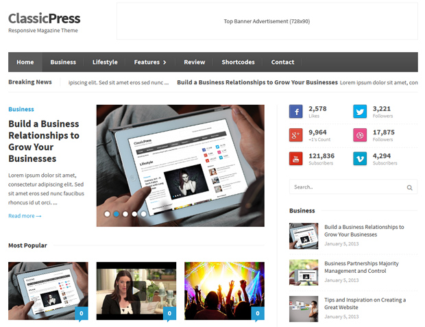 classicpress theme1 22 Best Responsive WordPress Themes