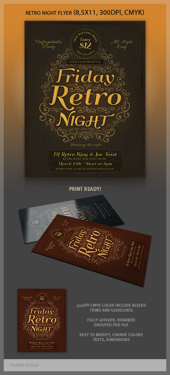 New party flyer templates with retro style cruzine19b New party flyer templates with retro style