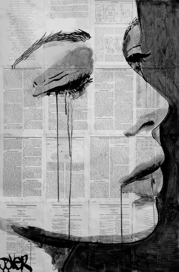 Powerful Pen and Dripping Ink Drawings on Pages of Vintage Books loui jover 01 Powerful Pen and Dripping Ink Drawings on Pages of Vintage Books