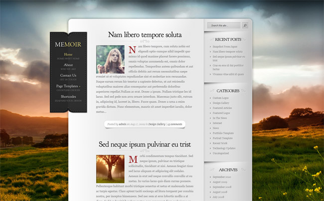 memoir Best Magazine, Porftolio & Photograph Wordpress Themes 2013