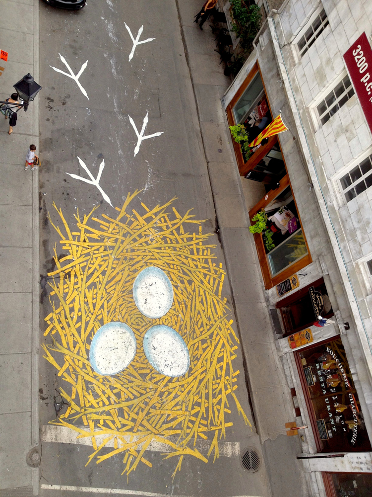 nid de poule Street Artist Cleverly Turns the Road into His Canvas