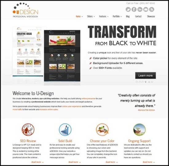 2 U Design1 Very Simple And New WordPress Themes To Try in 2013.
