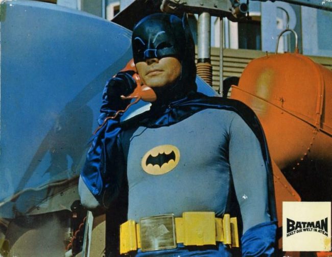 Adam West and Burt Ward in Batman 1966 1 650x504 Adam West and Burt Ward in Batman, 1966