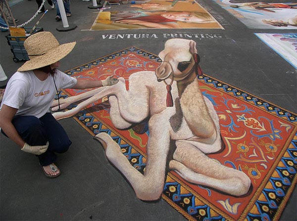 Desert Baby Camel 3D Street Painting Art 1 Some Really Creative 3D Street Art Paintings Collection