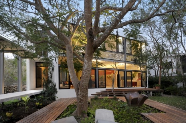 HouseAmongTreesbyMuozArquitectosAsociados1 650x431 Distinctive House Among Trees by Muñoz Arquitectos Asociados