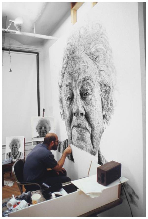 UnbelievablyFascinatingFingerpaintPortraitbyChuckClose2  Unbelievably Captivating Fingerpaint Portrait by Chuck Close