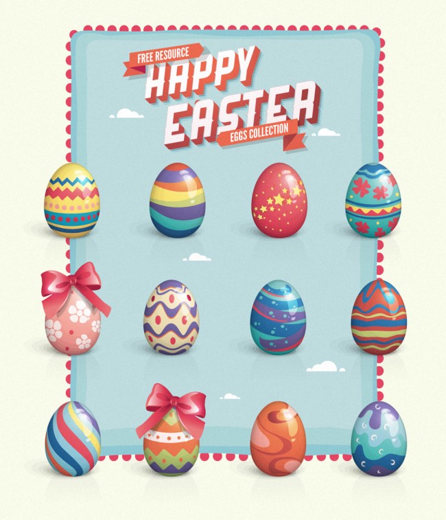 Vector Easter Eggs Set Vector Easter Eggs Set 650x757 Vector Easter Eggs Set