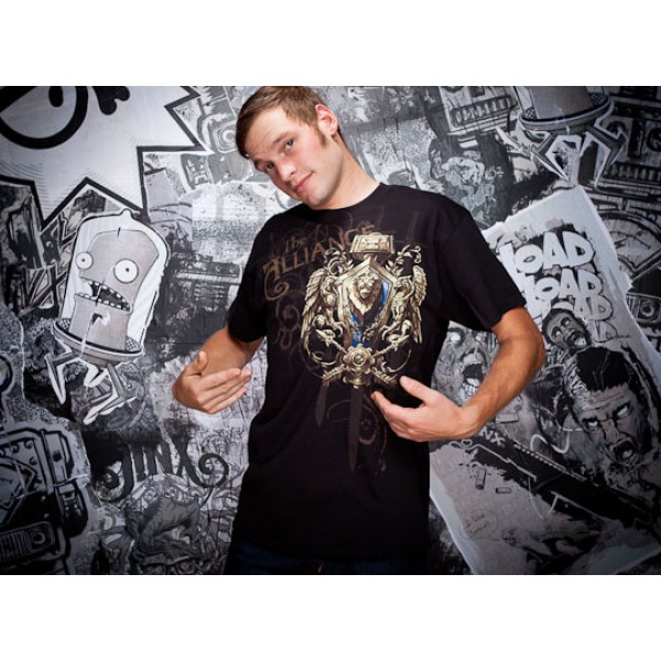 World of Warcraft Alliance t shirt design from goodsforgamers World of Warcraft Alliance t shirt design boy front World of Warcraft Alliance t shirt design from goodsforgamers