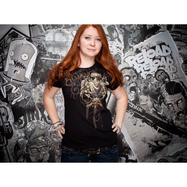 World of Warcraft Alliance t shirt design from goodsforgamers World of Warcraft Alliance t shirt design girl design front World of Warcraft Alliance t shirt design from goodsforgamers