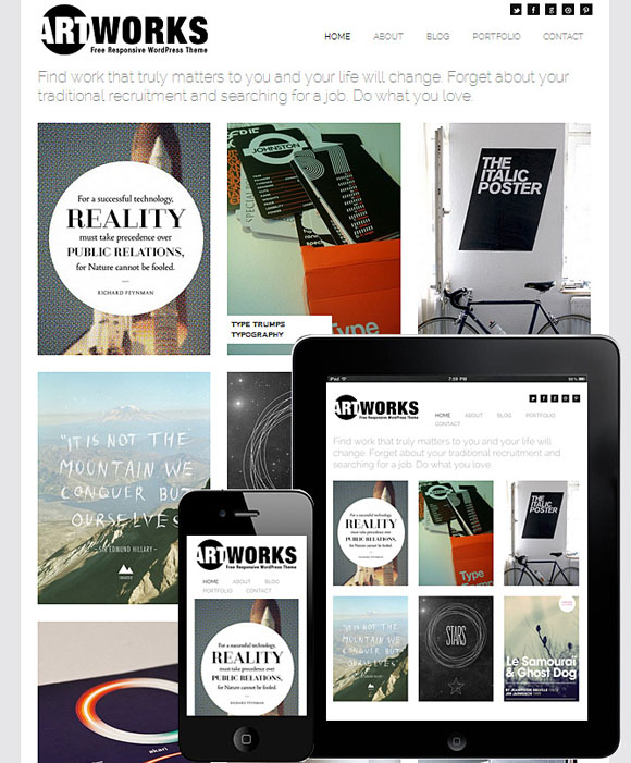 art works responsive theme Art Works – Free Portfolio Responsive WordPress Theme
