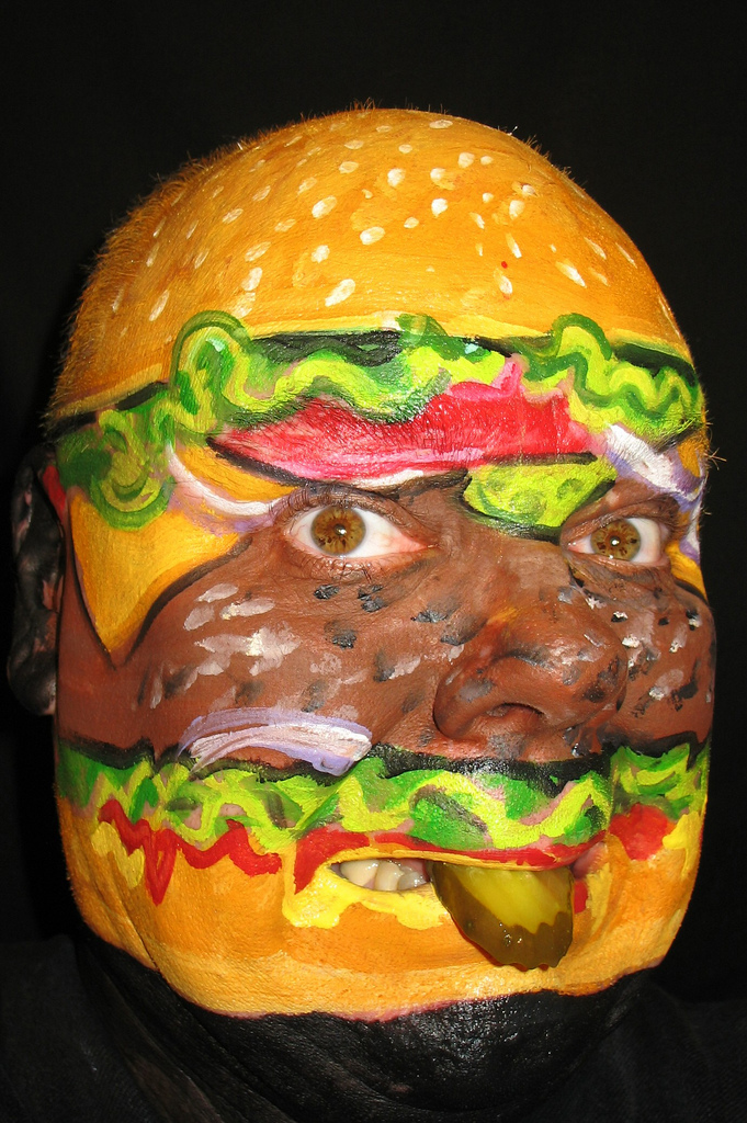 Incredible Face Paintings by James Kuhn cheeseburger deluxe1 Incredible Face Paintings by James Kuhn