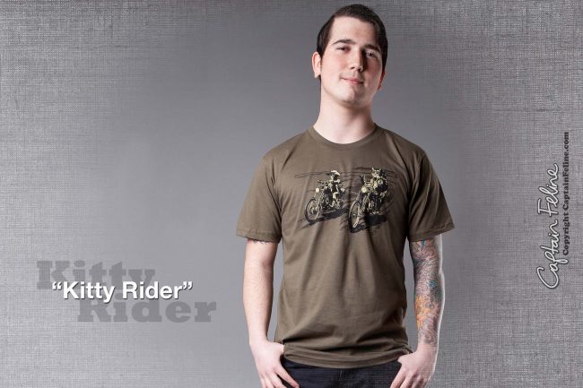 T Shirts for the Feline Loving Film Fanatic! kittrider1 650x433 T Shirts for the Feline Loving Film Fanatic!