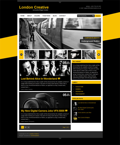 london creative yellow London Creative   Free Magazine Blogger Template