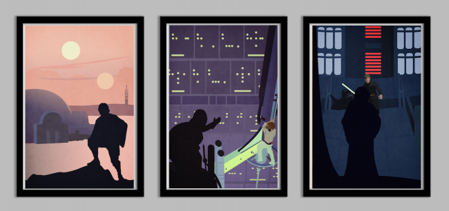 Star Wars Luke Skywalker Poster Set swNEWtrio5 650x306 Star Wars Luke Skywalker Poster Set