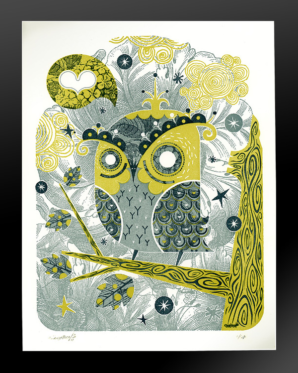 the enamored owl1 Texture and Pattern Rich Illustrations by Alberto Cerriteño