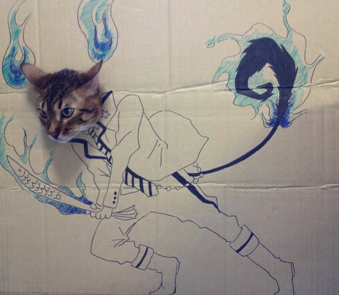 Cardboard Funny Kitty Cosplay toshiya86guagua1 Cardboard Funny Kitty Cosplay