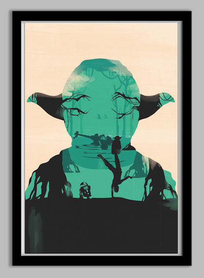 Star Wars Yoda Silhouette Poster (Similar to Olly Moss) yodaframed Star Wars Yoda Silhouette Poster (Similar to Olly Moss)
