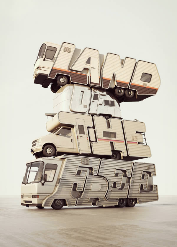 0842 Chris LaBrooy land1 Creative 3D Typography by Chris LaBrooy