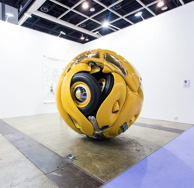 1205 The Beetle Sphere: An Actual 1953 VW Beetle Formed into a Perfect Sphere by Ichwan Noor