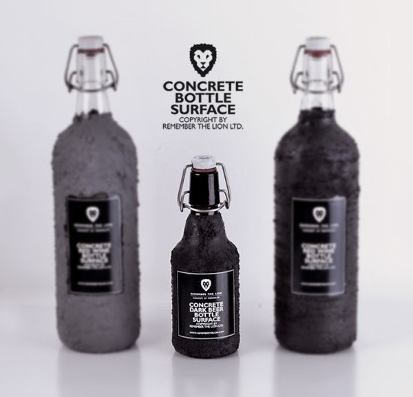 Concrete bottle surface Beer glass bottles with solid concrete layers