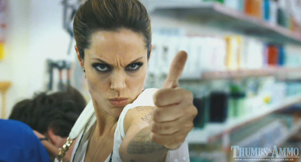 angelina thumb popof1 Movie Scene Guns replaced with a ‘Thumbs Up’