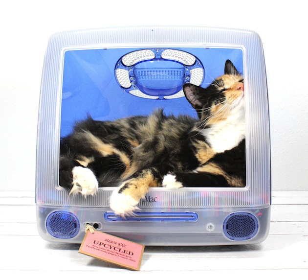 Upcycled iMac Computer Turned Cat Bed cat 2 Upcycled iMac Computer Turned Cat Bed