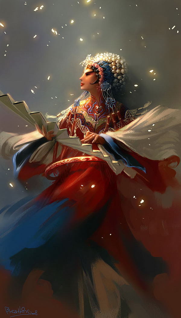 chinese opera by breathing2004 Fantasy Artwork by Jian Guo