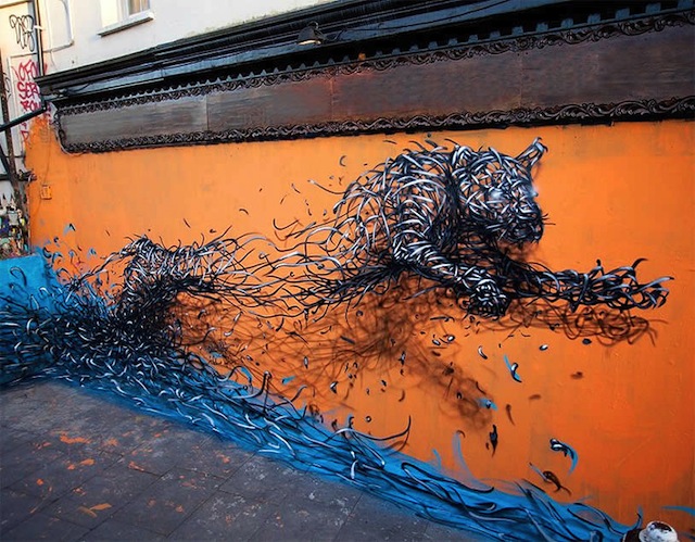 Streetart: DALeast New Murals In London da least murals 01 Streetart: DALeast New Murals In London