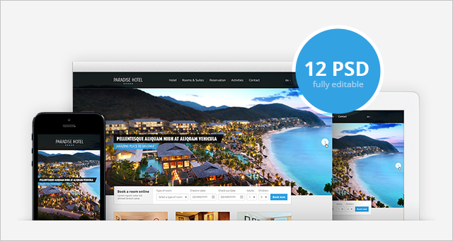 Free Hotel and Travel PSD Website Template hotel template Free Hotel and Travel PSD Website Template