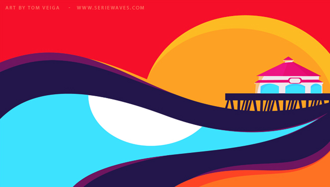Killer Curves: Colorful Illustrations by Tom Veiga huntington beach1 Killer Curves: Colorful Illustrations by Tom Veiga