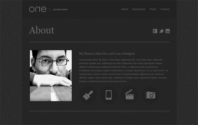 One Free One Page Resume Website Template one resume template copy One Free One Page Resume Website Template