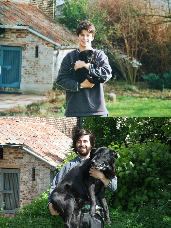 pets growing up 9 Adorable Photos of People Growing Up With Their Pets
