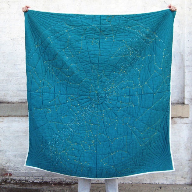 qui 1 A Kickstarter Quilt Featuring Hand Stitched Constellations