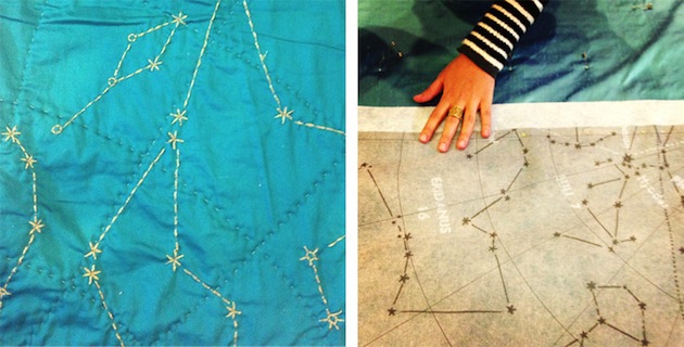 qui 2 A Kickstarter Quilt Featuring Hand Stitched Constellations