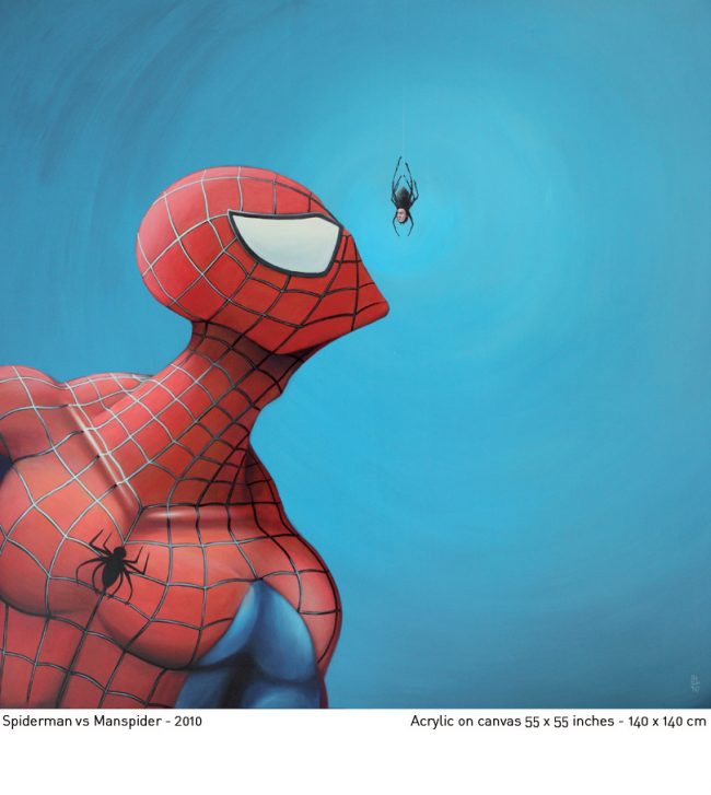 spiderman 1 650x727 Acrylic painting by french artist BL67