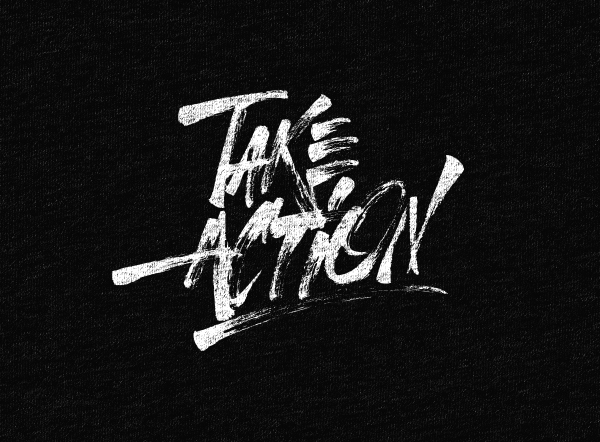 takeaction tshirt11 Expressive Lettering and Calligraphy by Sergey Shapiro