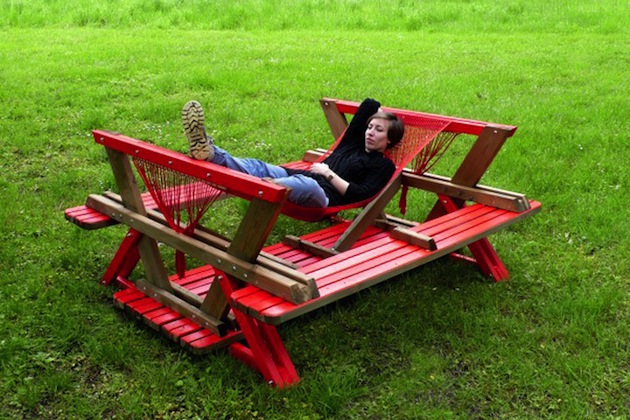 Picnic Table and Hammock in One Simple Design Picnic Table and Hammock in One Simple Design