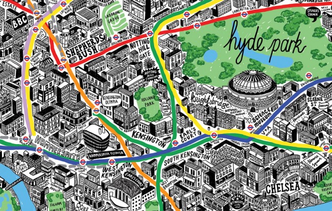 London hand drawn map by Jenni Sparks 1140 650x413 London hand drawn map by Jenni Sparks