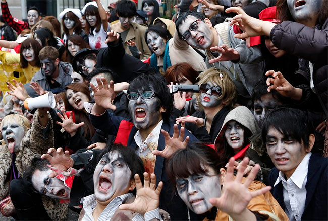 1213 Zombie Walk Across the Streets of Tokyo and Prague
