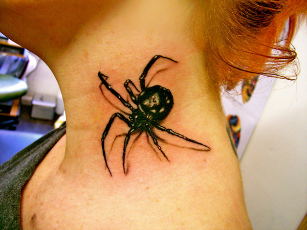 26 3d spider by nathan241087 30 Awesome Spider Tattoo Designs