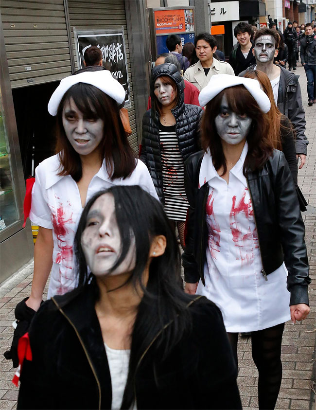 517 Zombie Walk Across the Streets of Tokyo and Prague
