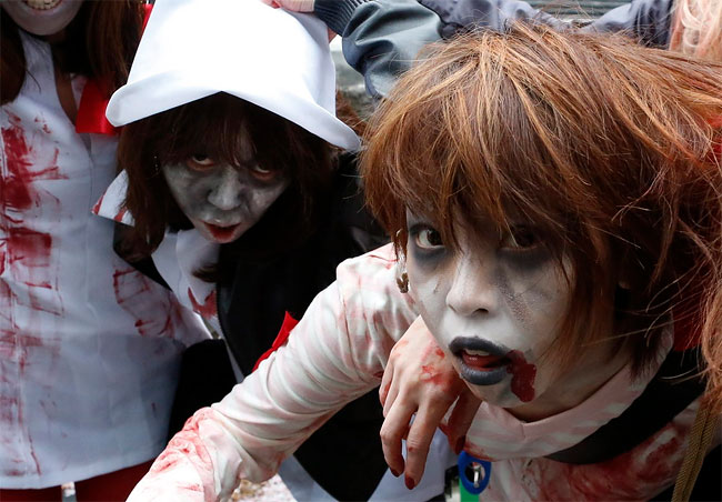 612 Zombie Walk Across the Streets of Tokyo and Prague