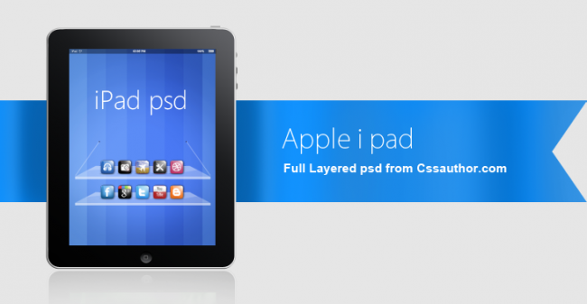 Beautiful Apple iPad PSD for Free Download cssauthor.com  650x337 Beautiful Apple iPad PSD