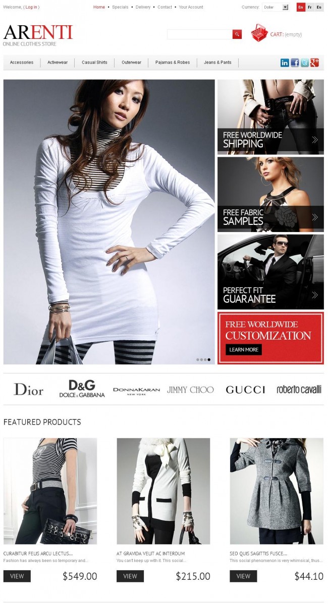 Fashion template 650x1195 12 Best Prestashop Themes With Big Slider Images