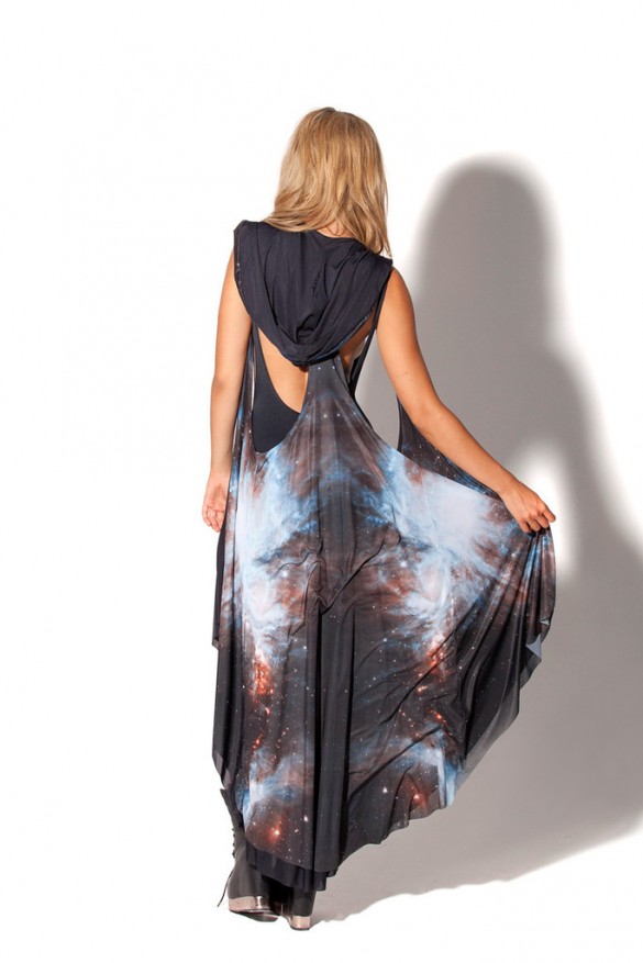 Galaxy Black Hooded Cape design from blackmilkclothing Galaxy Black Hooded Cape design from blackmilkclothing back Galaxy Black Hooded Cape design from blackmilkclothing