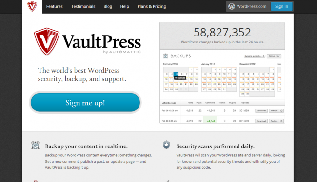 VaultPress 650x374 Top 10 Backup Plugins for WordPress