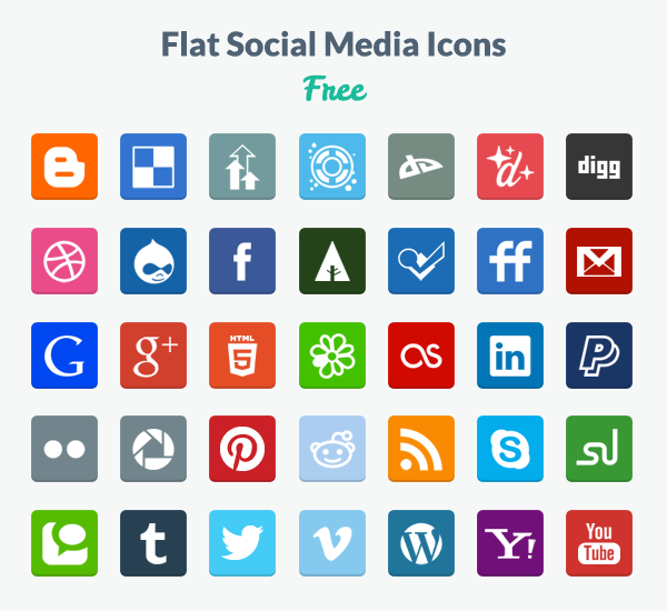 preview flat icons Free Flat Social Media Icons (PNG & PSD)