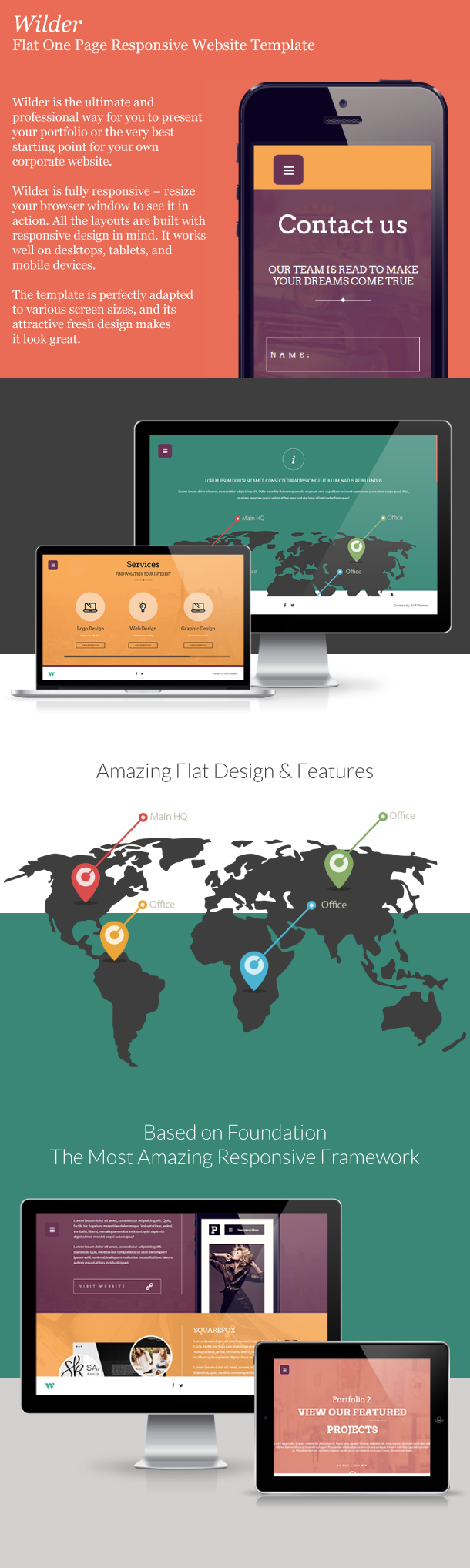 Wilder Flat One Page Responsive Website Template @AVAThemes preview Wilder Flat One Page Responsive Website Template @AVAThemes