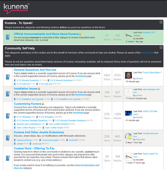 kunena joomla forum 6 Best Joomla Forum Component