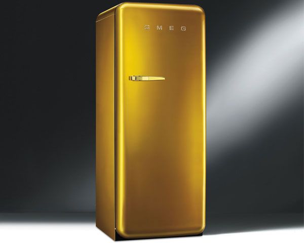 Smegs Gold Retro fridge Smeg unleashes the bling factor with their Gold Retro fridge